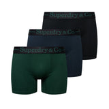 Superdry - M3110480A-O3N - Pack de 3 calzoncillos boxer negro, verde oscuro y azul marino (14 cm. de tiro) - Hombre