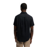 Superdry – Riviera M4011104A-98T – Camisa azul 100% lino de manga corta con logo bordado - Hombre