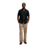 Superdry – Riviera M4011104A-98T – Camisa azul 100% lino de manga corta con logo bordado - Hombre