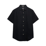 Superdry – Riviera M4011104A-98T – Camisa azul 100% lino de manga corta con logo bordado - Hombre