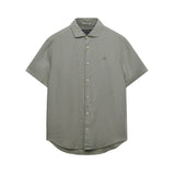 Superdry – Riviera M4011104A-J3C – Camisa verde 100% lino de manga corta con logo bordado - Hombre