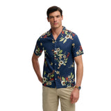 Superdry - M4011128A-J9S – Camisa azul de manga corta con estampado hawaiano - Hombre