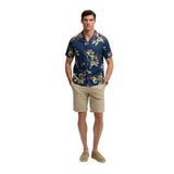 Superdry - M4011128A-J9S – Camisa azul de manga corta con estampado hawaiano - Hombre