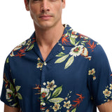 Superdry - M4011128A-J9S – Camisa azul de manga corta con estampado hawaiano - Hombre