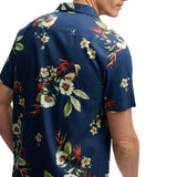 Superdry - M4011128A-J9S – Camisa azul de manga corta con estampado hawaiano - Hombre