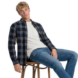 Superdry - Lumberjack M4011197A-G7T - Camisa azul de manga larga con estampado de cuadros - Hombre