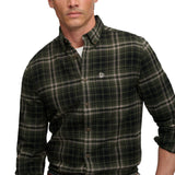 Superdry - Lumberjack M4011197A-H7J - Camisa verde de manga larga con estampado de cuadros - Hombre