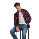 Superdry - Lumberjack M4011197A-L8M - Camisa roja de manga larga con estampado de cuadros - Hombre