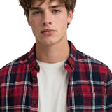Superdry - Lumberjack M4011197A-L8M - Camisa roja de manga larga con estampado de cuadros - Hombre