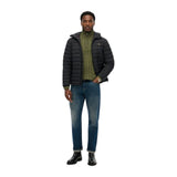 Superdry - Fuji Lite M5012339A-02A - Chaqueta acolchada negra con capucha y bajo ajustable - Hombre