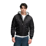 Superdry - MA1 M5012355A-12A - Chaqueta Bomber negra acolchada con capucha - Hombre