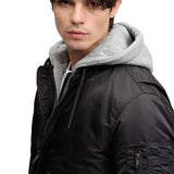Superdry - MA1 M5012355A-12A - Chaqueta Bomber negra acolchada con capucha - Hombre