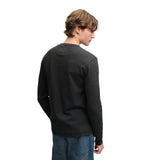 Superdry - Henley M6010975A-AFB - Camiseta negra de punto waffle y manga larga - Hombre