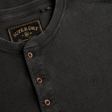 Superdry - Henley M6010975A-AFB - Camiseta negra de punto waffle y manga larga - Hombre