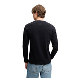 Superdry - Henley M6010975A-BTN - Camiseta azul marino de punto waffle y manga larga - Hombre
