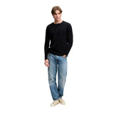 Superdry - Henley M6010975A-BTN - Camiseta azul marino de punto waffle y manga larga - Hombre