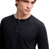 Superdry - Henley M6010975A-BTN - Camiseta azul marino de punto waffle y manga larga - Hombre