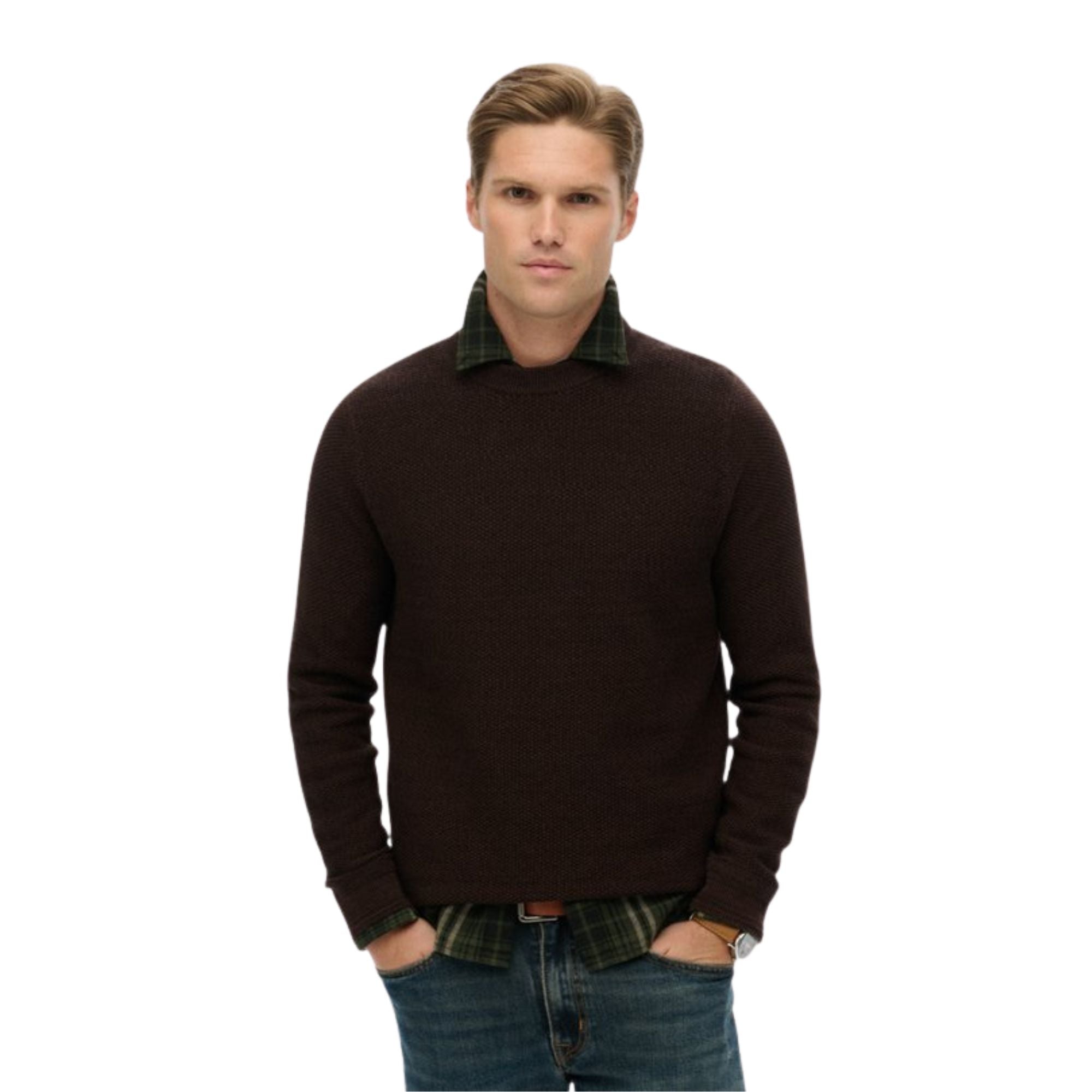 Jersey marrón de algodón orgánico para hombre | Superdry Konestilochic