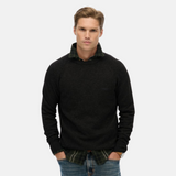 Superdry - M6110689A_H8T – Jersey de mezcla de lana con ribetes de canalé y mangas raglán - Hombre