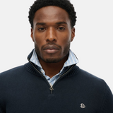Superdry - M6110706A_11S – Jersey de punto de algodón de media cremallera con puños y bajos de canalé - Hombre