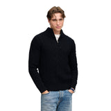 Superdry - Jacob M6110770A-98T - Jersey azul marino de punto cable con media cremallera - Hombre