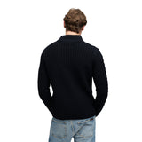 Superdry - Jacob M6110770A-98T - Jersey azul marino de punto cable con media cremallera - Hombre