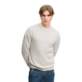 Superdry - Texture Knit M6110777A-71D - Jersey blanco roto de punto con textura - Hombre