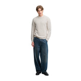 Superdry - Texture Knit M6110777A-71D - Jersey blanco roto de punto con textura - Hombre