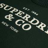 Superdry - M6110788A-20E - Jersey verde oscuro 100% algodón orgánico con gráfico aplicado - Hombre