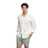 Superdry – Merchant M7110520A-J3C – Pantalones cortos verdes de lino y algodón - Hombre