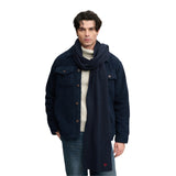 Superdry - M9310565A-98T - Bufanda azul marino de punto 100% algodón con logo bordado (190x23 cm.)