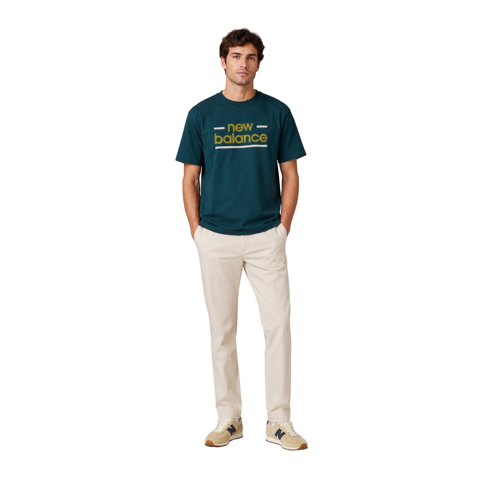 Camiseta verde New Balance Linear Lines hombre | Konestilochic