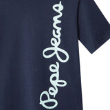 Pepe Jeans – Waldo PB5000087-595 – Camiseta azul marino de manga corta con logo estampado - Niño