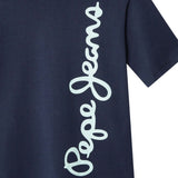 Pepe Jeans – Waldo PB5000087-595 – Camiseta azul marino de manga corta con logo estampado - Niño