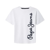 Pepe Jeans – Waldo PB5000087-800 – Camiseta blanca de manga corta con logo estampado - Niño