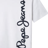 Pepe Jeans – Waldo PB5000087-800 – Camiseta blanca de manga corta con logo estampado - Niño