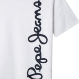 Pepe Jeans – Waldo PB5000087-800 – Camiseta blanca de manga corta con logo estampado - Niño