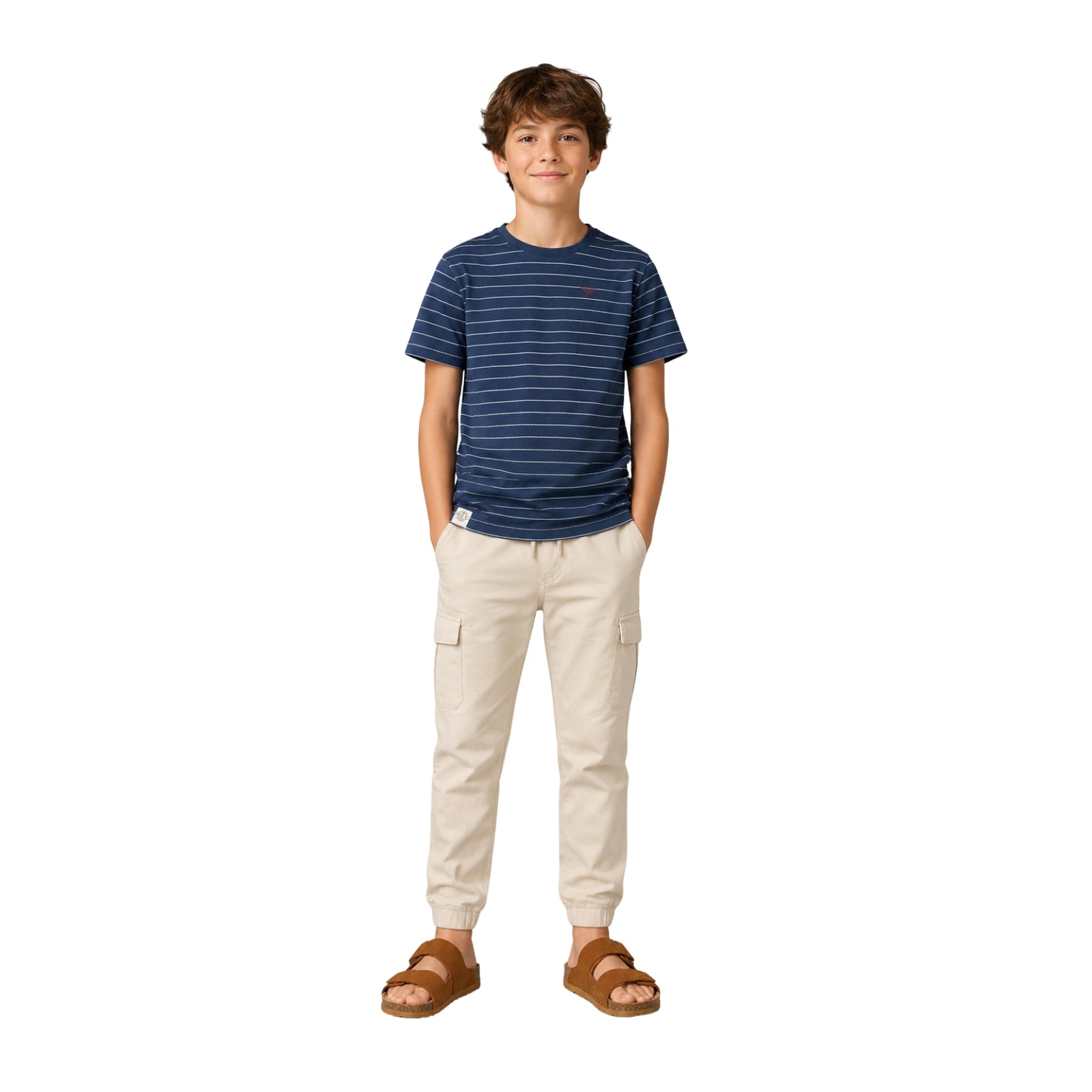 Camiseta azul de rayas para niño Pepe Jeans Grayson | Konestilochic