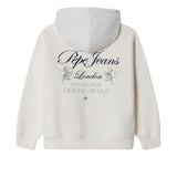 Pepe Jeans - Tate PB5800080-808 - Sudadera blanco roto con capucha y cremallera completa - Niño