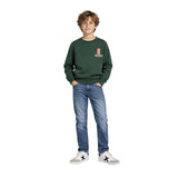 Pepe Jeans - Nicco PB5800085-697 - Sudadera verde oscuro de cuello redondo y acabados acanalados - Niño