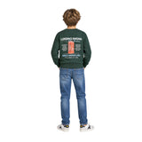 Pepe Jeans - Nicco PB5800085-697 - Sudadera verde oscuro de cuello redondo y acabados acanalados - Niño
