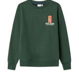 Pepe Jeans - Nicco PB5800085-697 - Sudadera verde oscuro de cuello redondo y acabados acanalados - Niño