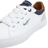 Pepe Jeans - Kenton Court B PBS30569-800 - Sneakers blancas con detalles en ante - Niño