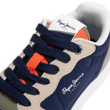 Pepe Jeans – Teagan PBS400009-933 – Sneakers azules con combinación de materiales y detalles metálicos - Niño