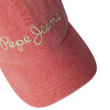 Pepe Jeans – Alix PG0400003-264 – Gorra roja ajustable de sarga de algodón con logo bordado