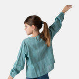 Pepe Jeans – Heloise PG3000019-558 – Blusa verde de manga larga 100% algodón con encaje - Niña