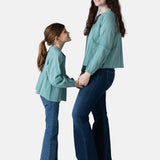 Pepe Jeans – Heloise PG3000019-558 – Blusa verde de manga larga 100% algodón con encaje - Niña