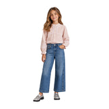Pepe Jeans - Noras PG3000038-385 - Blusa rosa de gasa 100% algodón con inserciones de encaje - Niña