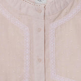 Pepe Jeans - Noras PG3000038-385 - Blusa rosa de gasa 100% algodón con inserciones de encaje - Niña
