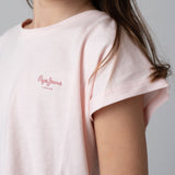 Pepe Jeans – Gigi PG5000031-305 – Camiseta rosa de manga corta de corte relajado con logo estampado - Niña
